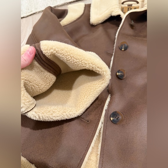 NEW Revolve LPA Bona Sherpa Leather Jacket & Vest in Burnished Brown XXS - Picture 9 of 10